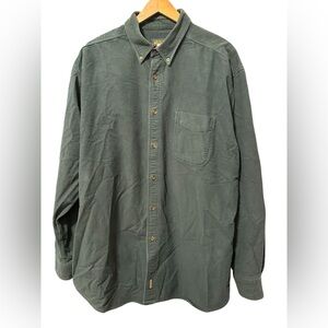 Vintage Woolrich 100% Cotton Chamois Cloth Button Up Made In The USA Sz XL Green